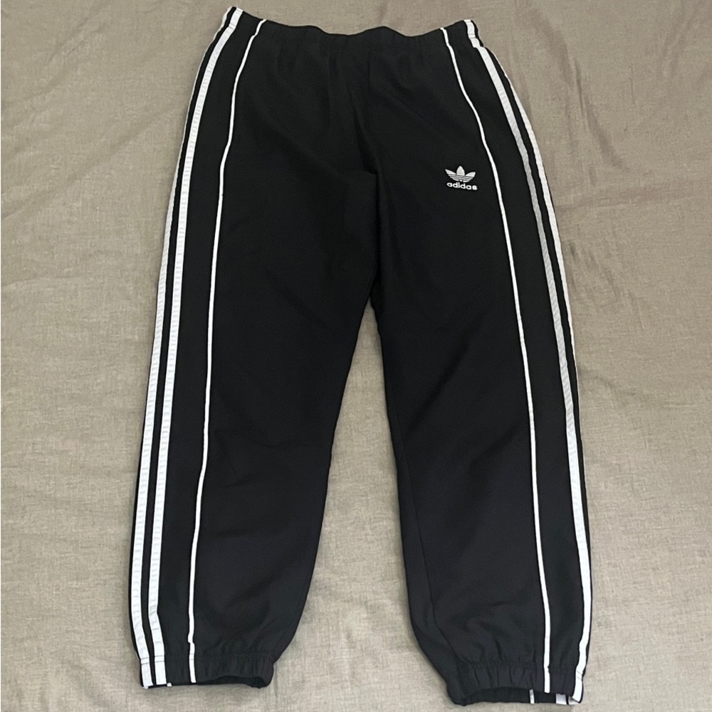Adidas Black Joggers with White Stripes